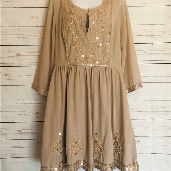 Free People Beaded Dress Medium Boho - Picture 3 of 8